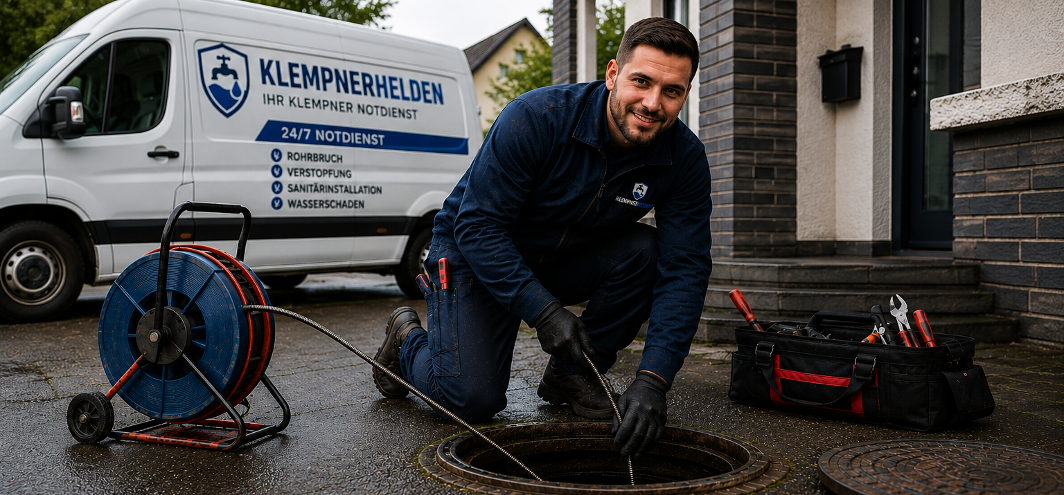 Klempnerhelden Mitarbeiter bei der Arbeit